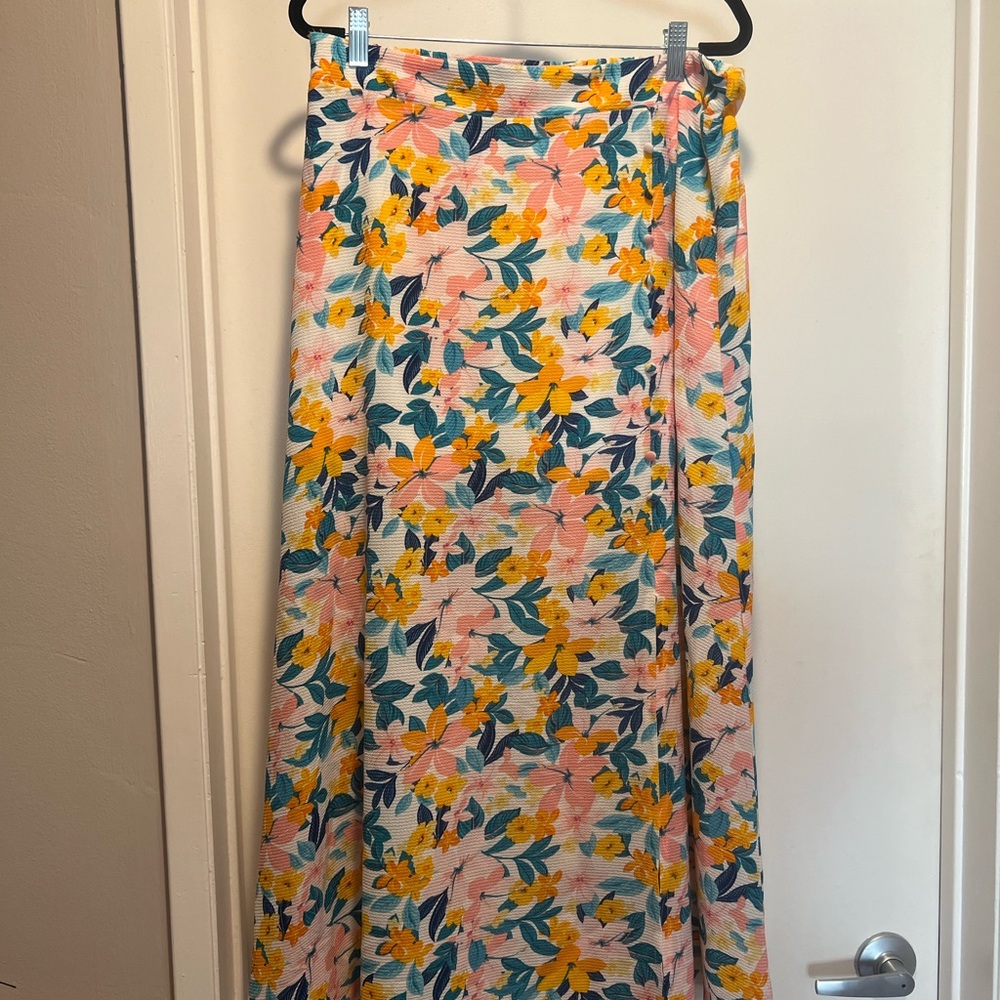 BCBG Floral Maxi Skirt - Pink, Yellow, Blue LIKE NEW